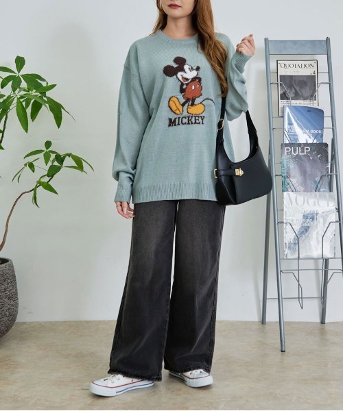 Disney（ディズニー）の「『DISNEY/ディズニー』ループ刺繍&シャギージャガードニット（ニット/セーター・レディース・サックスブルー/グレイッシュベージュ/ネイビー/オフホワイト・L/LL/M）」の14枚目の写真