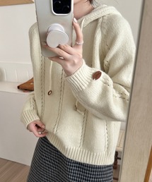 フード付き ニット」に該当するレディースのニット/セーター