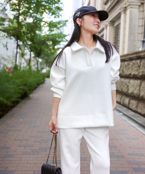 KOBE LETTUCE（コウベレタス）の「[ Yuumiさんコラボ ] ダンボールフレアスウェットパンツ（スウェットパンツ・レディース・オフホワイト/グレイッシュベージュ/ブラック/ネイビー・M-Short/M-Long）」の6枚目の写真