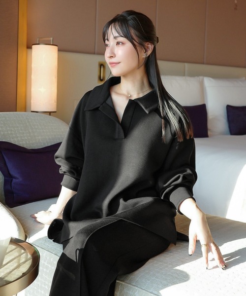 KOBE LETTUCE（コウベレタス）の「[ Yuumiさんコラボ ] ダンボールフレアスウェットパンツ（スウェットパンツ・レディース・オフホワイト/グレイッシュベージュ/ブラック/ネイビー・M-Short/M-Long）」の8枚目の写真