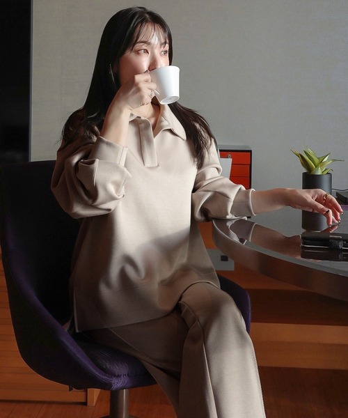 KOBE LETTUCE（コウベレタス）の「[ Yuumiさんコラボ ] ダンボールフレアスウェットパンツ（スウェットパンツ・レディース・オフホワイト/グレイッシュベージュ/ブラック/ネイビー・M-Short/M-Long）」の13枚目の写真