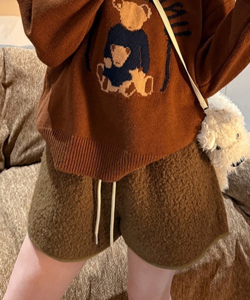 Miniministore（ミニミニストア）の「ボアショートパンツ もこもこルームパンツ（その他パンツ・レディース・ダークグレー/オフホワイト/ブラック/ブラウン・FREE）」の4枚目の写真