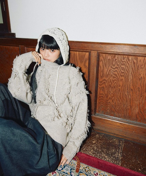 MODE NORM CORE] ジグザグフリンジプルオーバー（ニット/セーター