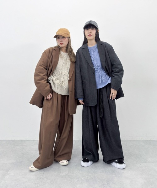 niko and...（ニコアンド）の「[MODE NORM CORE] ジグザグフリンジプルオーバー（ニット/セーター・レディース・グレー/アイボリー/サックスブルー・MEDIUM/LARGE）」の4枚目の写真