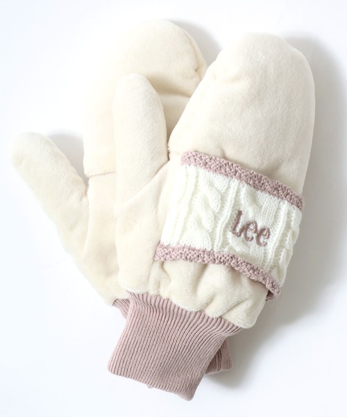Lee(リー)の「Lee/リー Boa Gloves/ミトン ボアグローブ/手袋/2WAY 指出し/レディース メンズ(手袋・レディース・チャコール/ベージュ/ブルー/ピンク・M)」の4枚目の写真