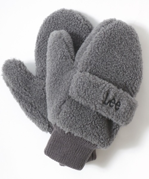 Lee(リー)の「Lee/リー Boa Gloves/ミトン ボアグローブ/手袋/2WAY 指出し/レディース メンズ(手袋・レディース・チャコール/ベージュ/ブルー/ピンク・M)」の2枚目の写真