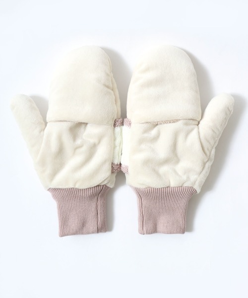 Lee(リー)の「Lee/リー Boa Gloves/ミトン ボアグローブ/手袋/2WAY 指出し/レディース メンズ(手袋・レディース・チャコール/ベージュ/ブルー/ピンク・M)」の12枚目の写真