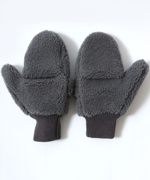 Lee(リー)の「Lee/リー Boa Gloves/ミトン ボアグローブ/手袋/2WAY 指出し/レディース メンズ(手袋・レディース・チャコール/ベージュ/ブルー/ピンク・M)」の6枚目の写真