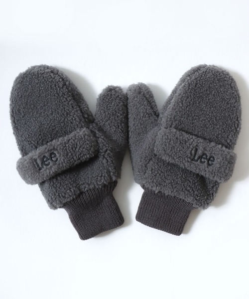 Lee(リー)の「Lee/リー Boa Gloves/ミトン ボアグローブ/手袋/2WAY 指出し/レディース メンズ(手袋・レディース・チャコール/ベージュ/ブルー/ピンク・M)」の5枚目の写真