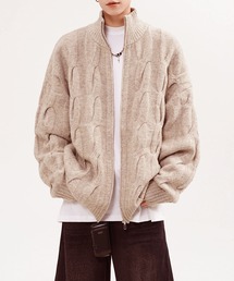 ジップアップ」に該当するメンズのニット/セーター（ベージュ系