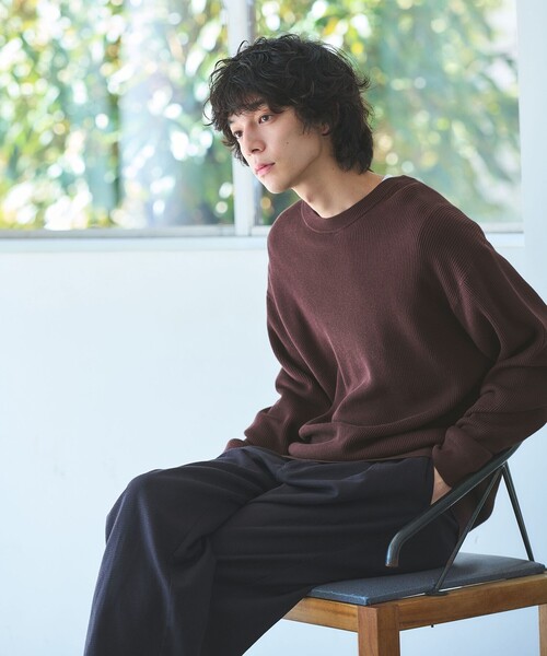 セール】コットン アゼ クルーネック ニット（ニット/セーター