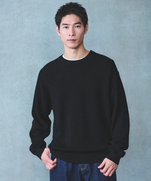 コットン アゼ クルーネック ニット（ニット/セーター）｜green label