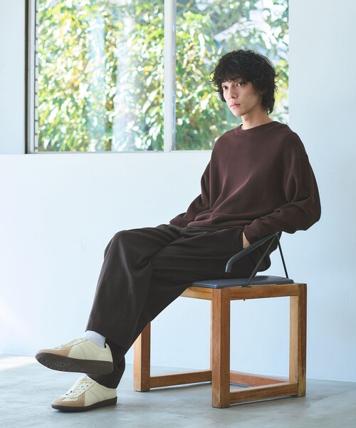 green label relaxing（グリーンレーベルリラクシング）の「コットン アゼ クルーネック ニット（ニット/セーター・メンズ・グレー系/レッド/ブラック/ダークブラウン・S/M/L/XL）」の5枚目の写真