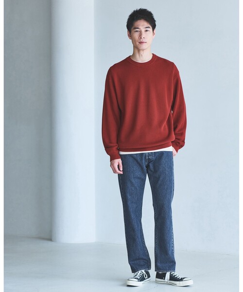 ブラックコットンセーター セール】コットン アゼ クルーネック ニット（ニット/セーター