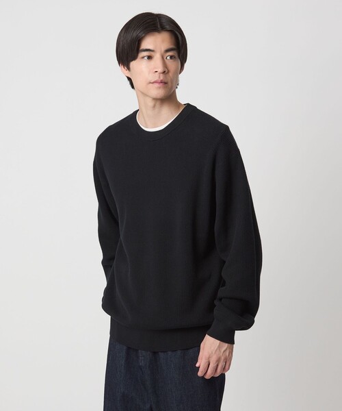 green label relaxing（グリーンレーベルリラクシング）の「コットン アゼ クルーネック ニット（ニット/セーター・メンズ・グレー系/レッド/ブラック/ダークブラウン・S/M/L/XL）」の9枚目の写真