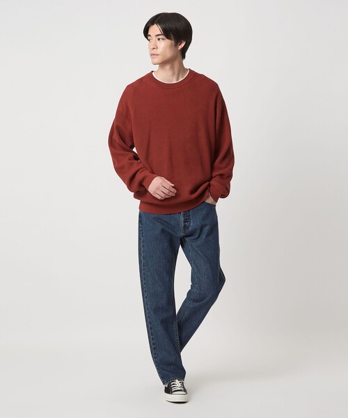 セール】コットン アゼ クルーネック ニット（ニット/セーター