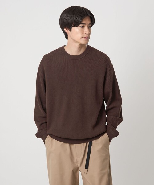 green label relaxing（グリーンレーベルリラクシング）の「コットン アゼ クルーネック ニット（ニット/セーター・メンズ・グレー系/レッド/ブラック/ダークブラウン・S/M/L/XL）」の15枚目の写真