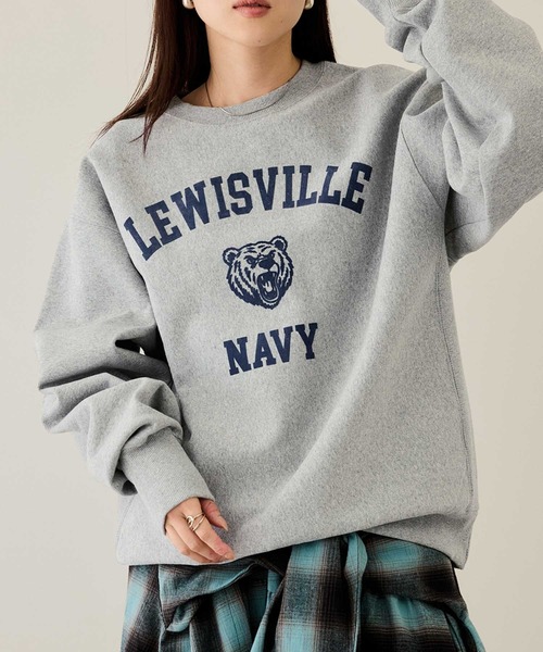 NAVY（ネイビー）の「NAVY ヘビーウェイト カレッジデザインスウェットプルオーバー（スウェット・メンズ・オートミール/杢グレー・M/XL/L）」の2枚目の写真