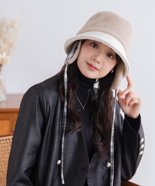 polcadot（ポルカドット）の「ファーコンビイヤーマフ バケットハット（ハット・レディース・ブラック/アイボリー/ブラウン・FREE）」の3枚目の写真