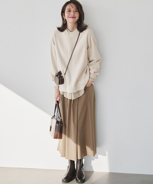 撥水加工/洗える】ブライトタフタ タック スカート（スカート）｜23区