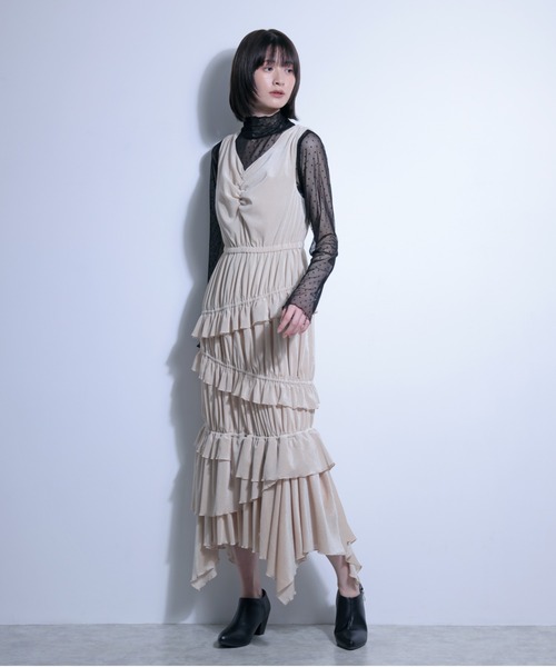 FLANEEK.（フラニーク）の「メッシュベロアワンピース＋チュールトップス　SET（ワンピース・レディース・ネイビー・S/M）」の9枚目の写真
