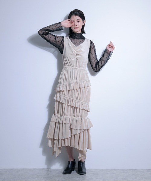 FLANEEK.（フラニーク）の「メッシュベロアワンピース＋チュールトップス　SET（ワンピース・レディース・ネイビー・S/M）」の10枚目の写真