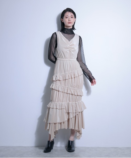 FLANEEK.（フラニーク）の「メッシュベロアワンピース＋チュールトップス　SET（ワンピース・レディース・ネイビー・S/M）」の11枚目の写真