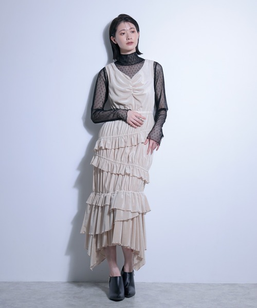 FLANEEK.（フラニーク）の「メッシュベロアワンピース＋チュールトップス　SET（ワンピース・レディース・ネイビー・S/M）」の12枚目の写真
