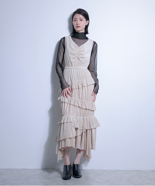 FLANEEK.（フラニーク）の「メッシュベロアワンピース＋チュールトップス　SET（ワンピース・レディース・ネイビー・S/M）」の13枚目の写真
