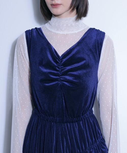 FLANEEK.（フラニーク）の「メッシュベロアワンピース＋チュールトップス　SET（ワンピース・レディース・ネイビー・S/M）」の14枚目の写真