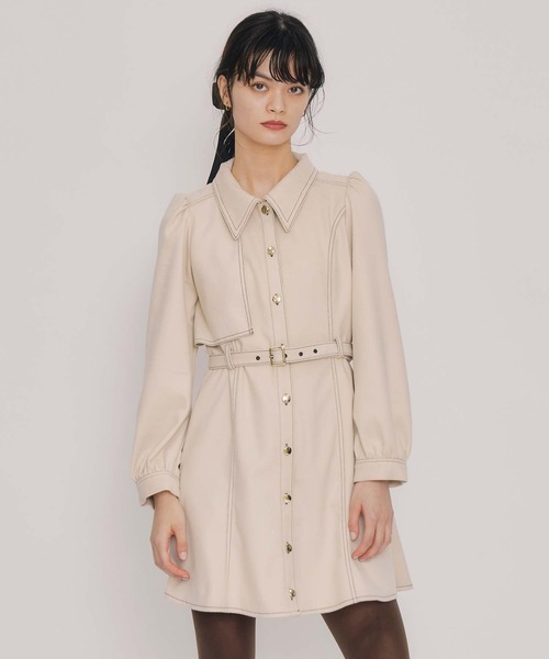 Randy バイカラーステッチミニワンピース バイカラーステッチミニワンピース – Randy