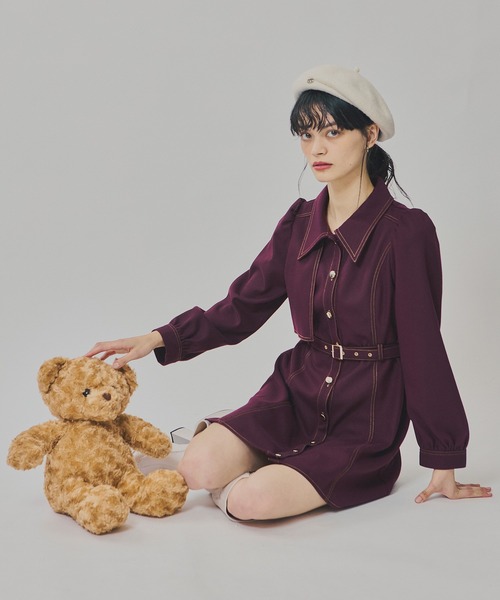 REDYAZEL(レディアゼル)の「バイカラーステッチラインミニワンピース(ワンピース・レディース・ボルドー/グレー/ネイビー/アイボリー・SMALL/MEDIUM)」の17枚目の写真
