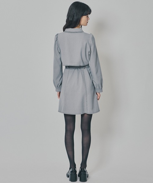 バイカラーステッチラインミニワンピース（ワンピース）｜REDYAZEL