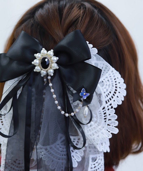 レースフリル×リボンバレッタ（バレッタ/ヘアクリップ）｜axes femme