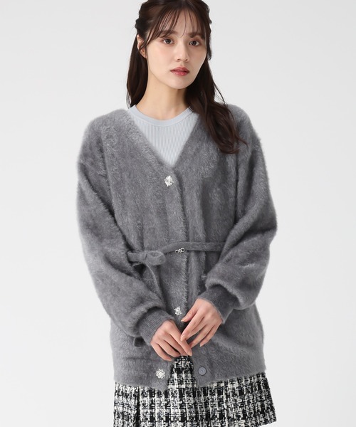 セール】2025秋冬新作 ビジュー釦ミドルカーディガン（カーディガン