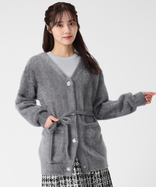 セール】2025秋冬新作 ビジュー釦ミドルカーディガン（カーディガン