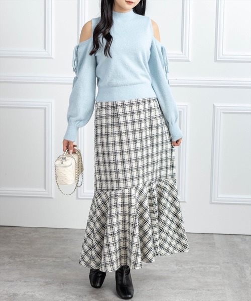 CLEAR BASIC（クリアベーシック）の「【低身長用サイズ有】ツイードマーメイドスカート(セット可)[大人 フェミニン 上品]≪AW新作≫（スカート・レディース・ブラック/ホワイト/ベージュ・F/PF）」の20枚目の写真