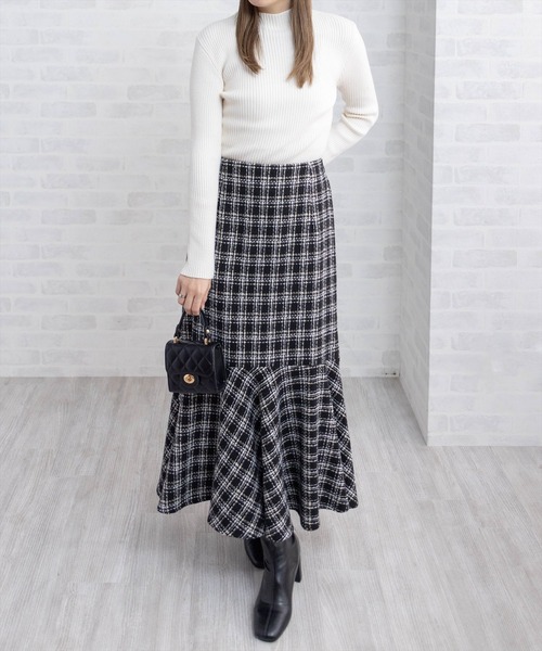 CLEAR BASIC（クリアベーシック）の「【低身長用サイズ有】ツイードマーメイドスカート(セット可)[大人 フェミニン 上品]≪AW新作≫（スカート・レディース・ブラック/ホワイト/ベージュ・F/PF）」の18枚目の写真