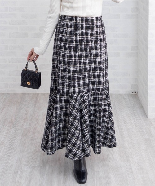 CLEAR BASIC（クリアベーシック）の「【低身長用サイズ有】ツイードマーメイドスカート(セット可)[大人 フェミニン 上品]≪AW新作≫（スカート・レディース・ブラック/ホワイト/ベージュ・F/PF）」の17枚目の写真