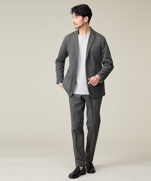 ABAHOUSE GRAY(アバハウスグレイ)の「【セットアップ対応】ヘリンボーン ジャガード ニットスラックス(スラックス・メンズ・ブルー/チャコールグレー/ブラック・44/46/48/50)」の4枚目の写真