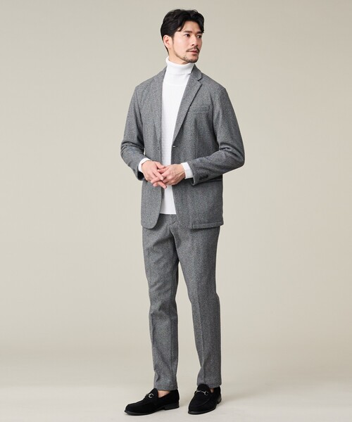 ABAHOUSE GRAY(アバハウスグレイ)の「【セットアップ対応】ヘリンボーン ジャガード ニットスラックス(スラックス・メンズ・ブルー/チャコールグレー/ブラック・44/46/48/50)」の6枚目の写真