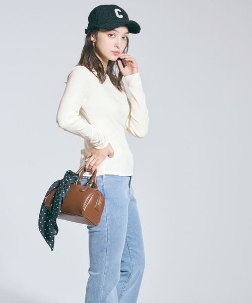 coca(coca)(コカ)の「リブボートネックカットソー(Tシャツ/カットソー・レディース・その他1/ワイン/アイボリー/グレー・L/M/S)」の6枚目の写真