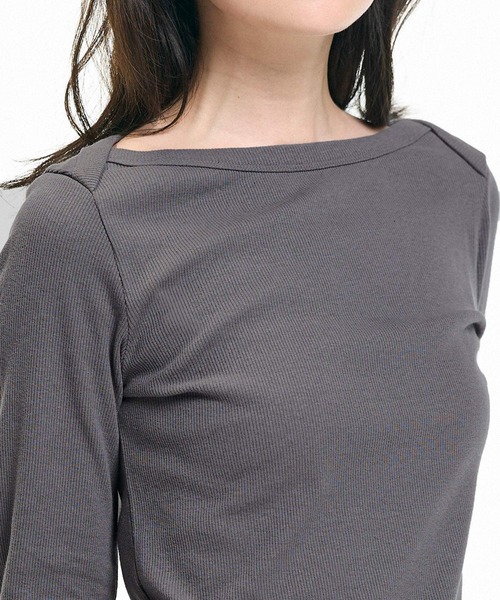 coca(coca)(コカ)の「リブボートネックカットソー(Tシャツ/カットソー・レディース・その他1/ワイン/アイボリー/グレー・L/M/S)」の11枚目の写真