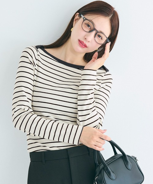 coca(coca)(コカ)の「リブボートネックカットソー(Tシャツ/カットソー・レディース・その他1/ワイン/アイボリー/グレー・L/M/S)」の18枚目の写真