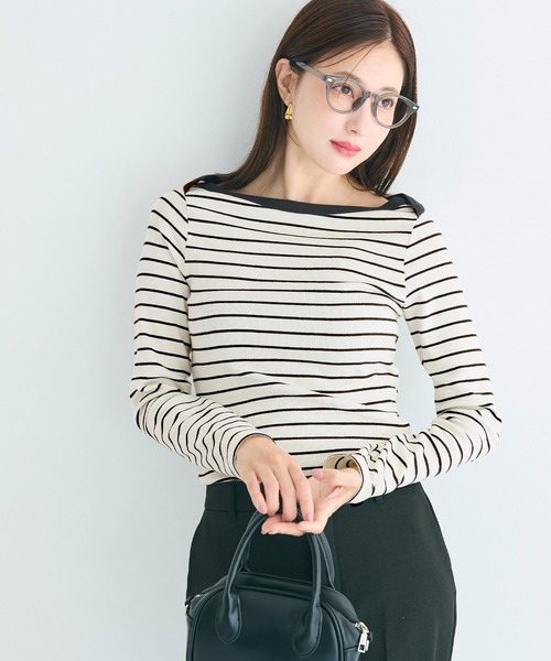 coca(coca)(コカ)の「リブボートネックカットソー(Tシャツ/カットソー・レディース・その他1/ワイン/アイボリー/グレー・L/M/S)」の21枚目の写真