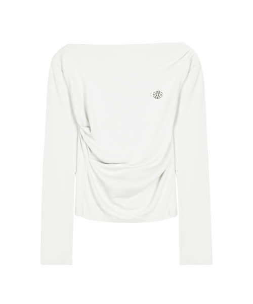 NICK&NICOLE(ニックアンドニコール)の「SHIRRING DRAPE BOAT NECK TOP_IVORY(Tシャツ/カットソー・レディース・その他・FREE)」の4枚目の写真