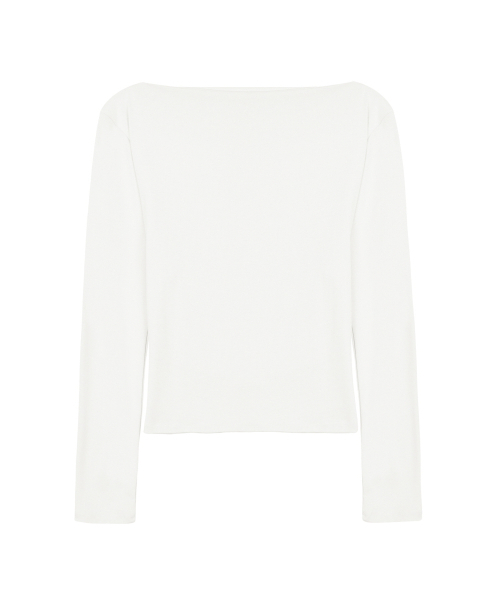 NICK&NICOLE(ニックアンドニコール)の「SHIRRING DRAPE BOAT NECK TOP_IVORY(Tシャツ/カットソー・レディース・その他・FREE)」の5枚目の写真
