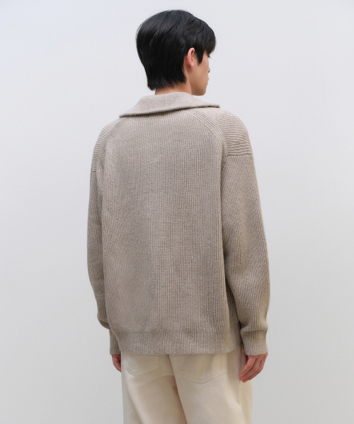 MUSINSA STANDARD（ムシンサスタンダード）の「リラックスドリブハーフジップニット [オートミール]（ニット/セーター・メンズ・その他・SMALL/MEDIUM/LARGE/X-LARGE/XX-LARGE）」の3枚目の写真