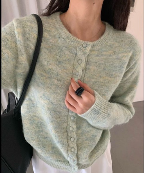 nonomi(ノノミ)の「くるみ風ボタン×ロープ編み 前開きニットカーディガン(カーディガン/ボレロ・レディース・ダークグレー/グリーン/ネイビー/アイボリー・FREE)」の11枚目の写真