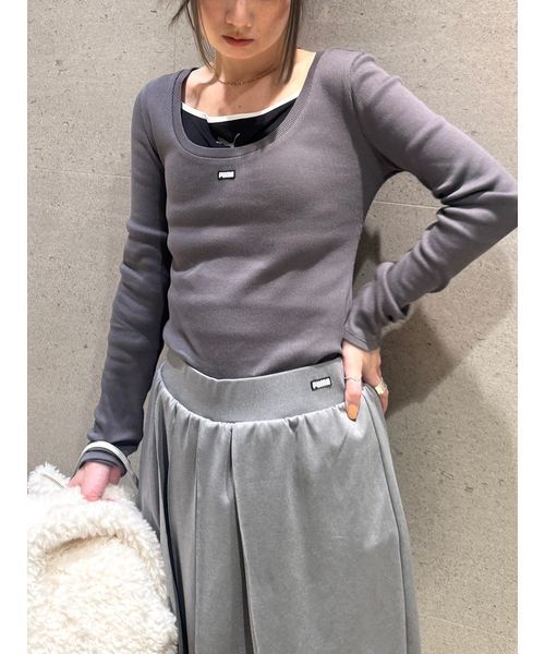 SNIDEL（スナイデル）の「【SNIDEL×PUMA】レイヤードカットソー（Tシャツ/カットソー・レディース・グレー/ライトブルー/ライトピンク/ホワイト・S）」の3枚目の写真